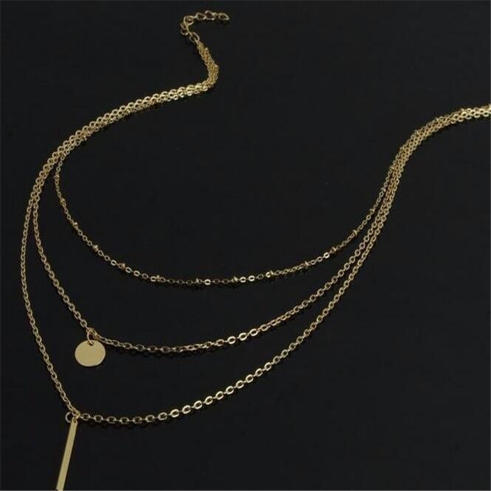 Multi Layer Coin Bar Necklace - Picture 4 of 9